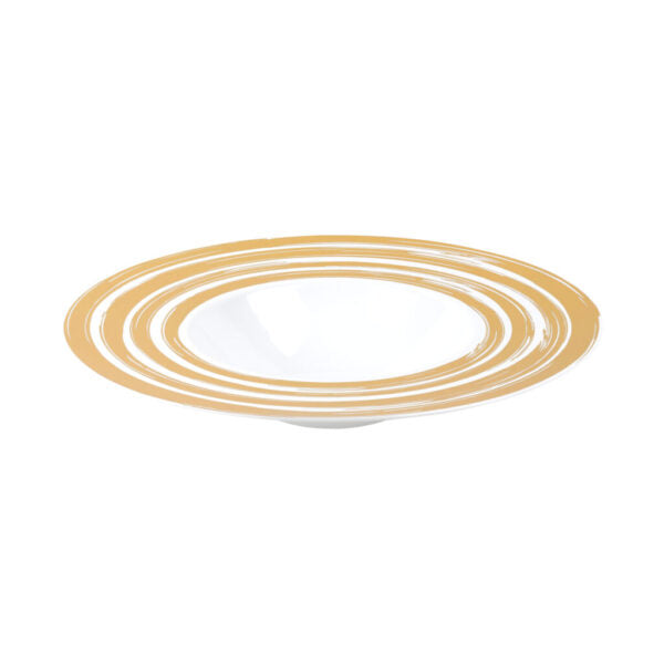 12 oz. White and Gold Wide Rim Plastic Soup Bowls 10 Count - Hemisphere
