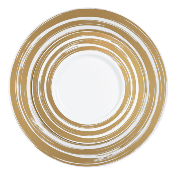 8.9" White and Gold Wide Rim Plastic Plate  (10 Pack) - Hemisphere
