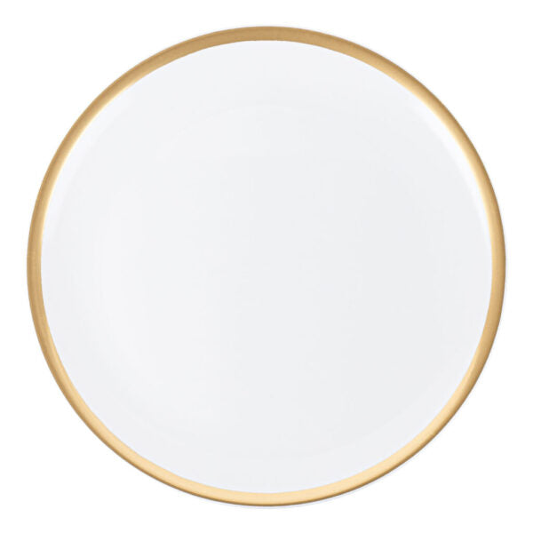 14 Inch White and Gold Round Organic Serving Dish - 2 Pack