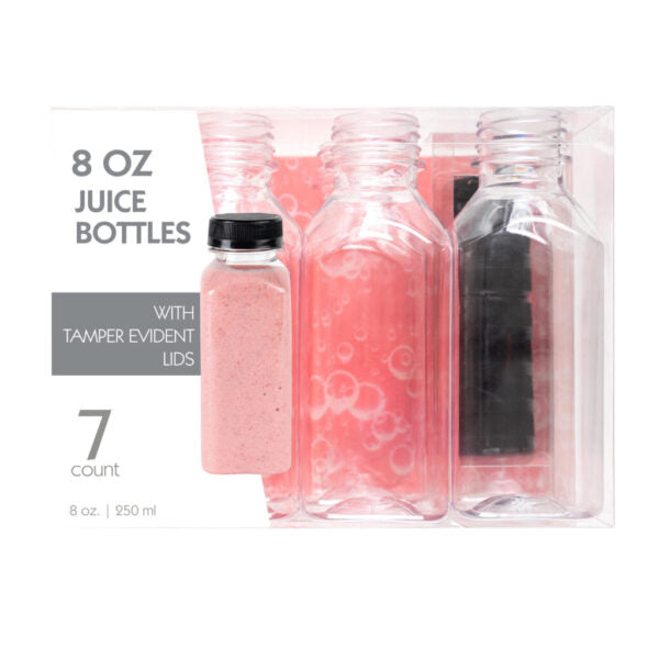 8 Oz Clear Plastic Bottles With Covers - 7 Pack
