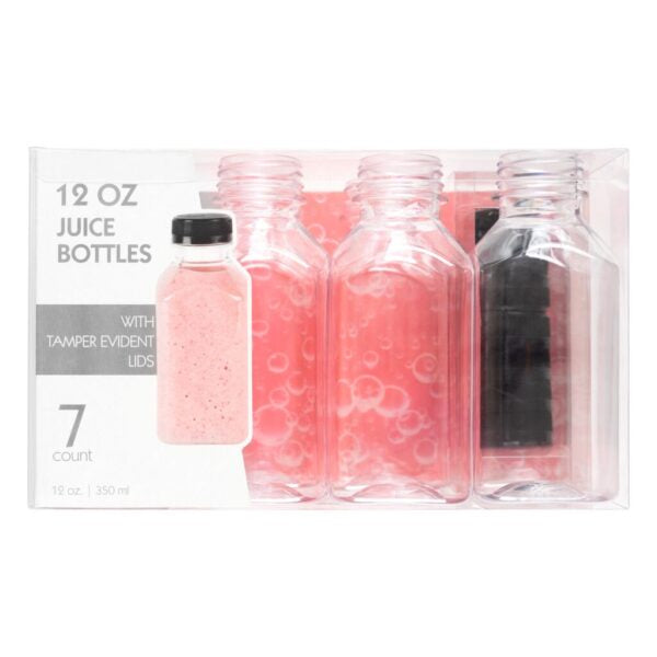 12 Oz Clear Plastic Bottles With Covers - 7 Pack