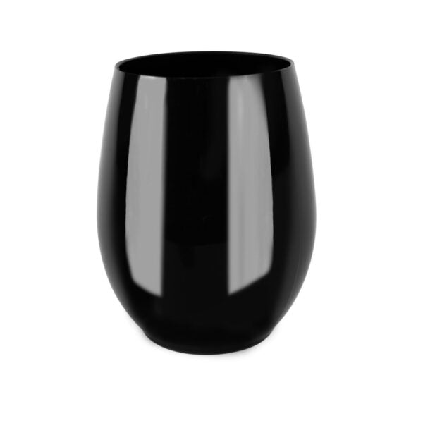 Black Stemless Plastic Wine Glasses - 6 Pack
