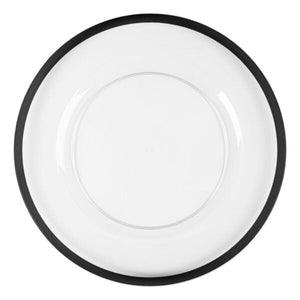 Clear and Black Rim 13 inch Round Plastic Charger Plate