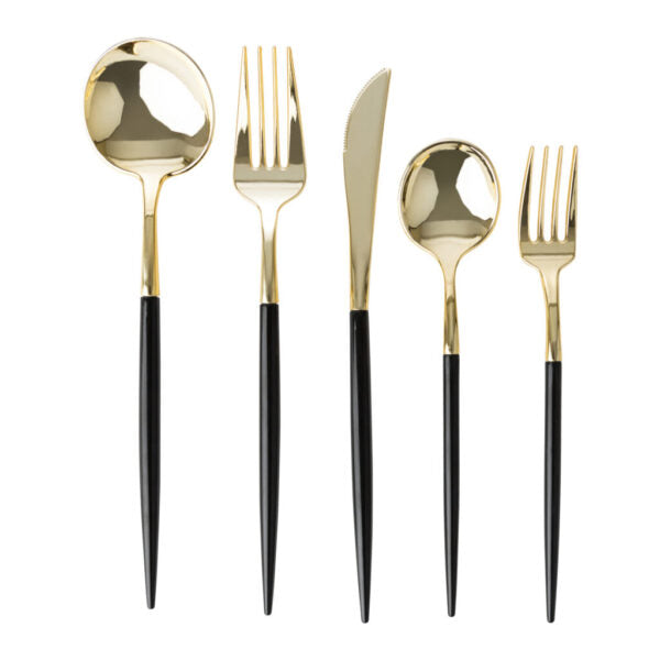 Novelty Collection Black/Gold Flatware 32 Count