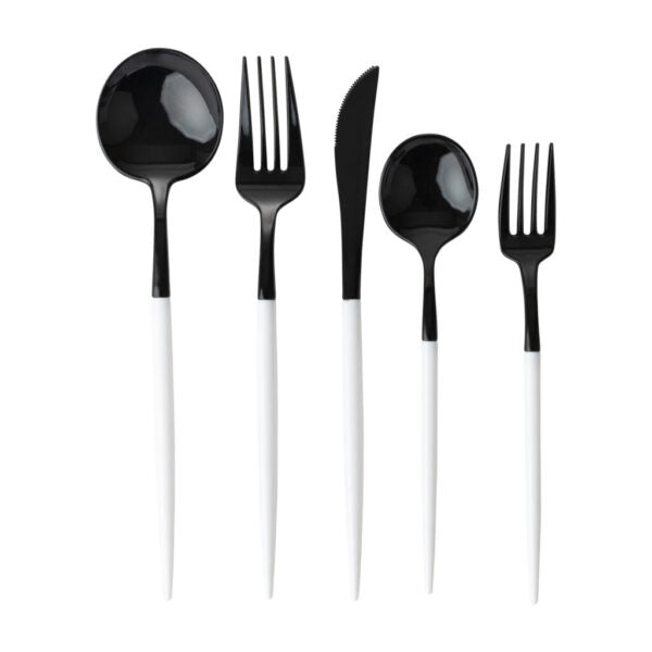 Novelty Collection Black/White Flatware Set 40 Pieces - Setting for 8