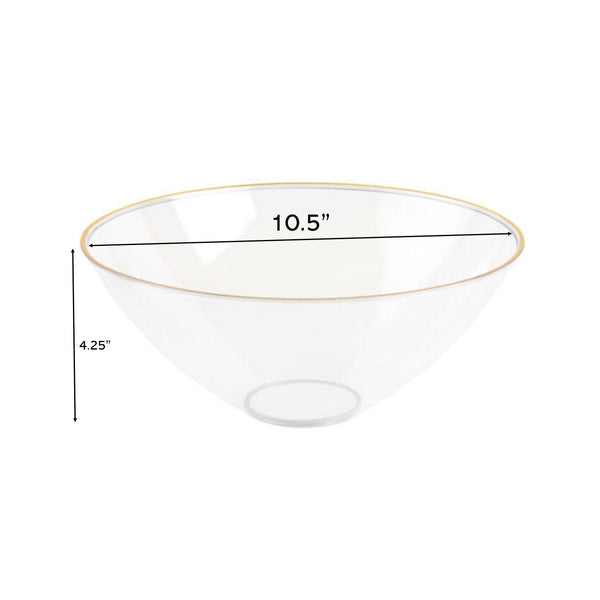 Clear and Gold Organic Plastic Salad Bowl With Clear Lids - 2 Pack