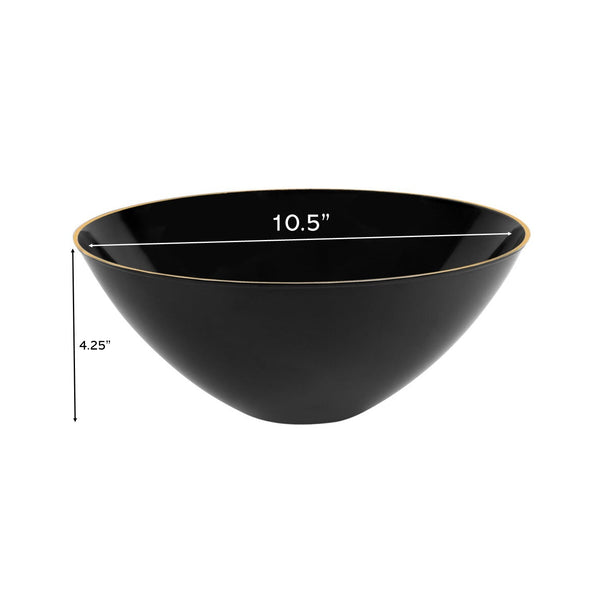 Black and Gold Organic Plastic Salad Bowl With Clear Lids - 2 Pack