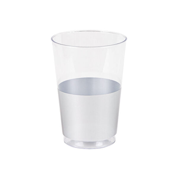 12 Oz Clear/Silver Hard Plastic Round Party Cups 10 Pack