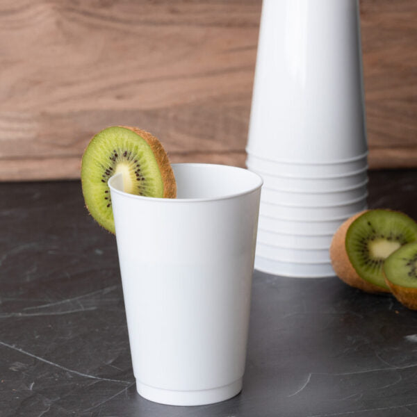 12 Oz White Hard Plastic Round Party Cups 10 Pack