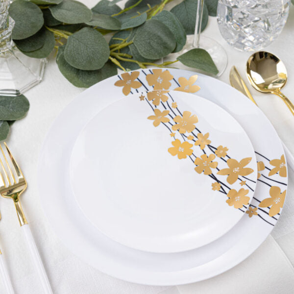 Black and Gold Round Plastic Plates