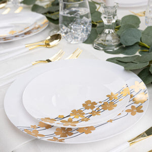 Black and Gold Round Plastic Dinnerware Set