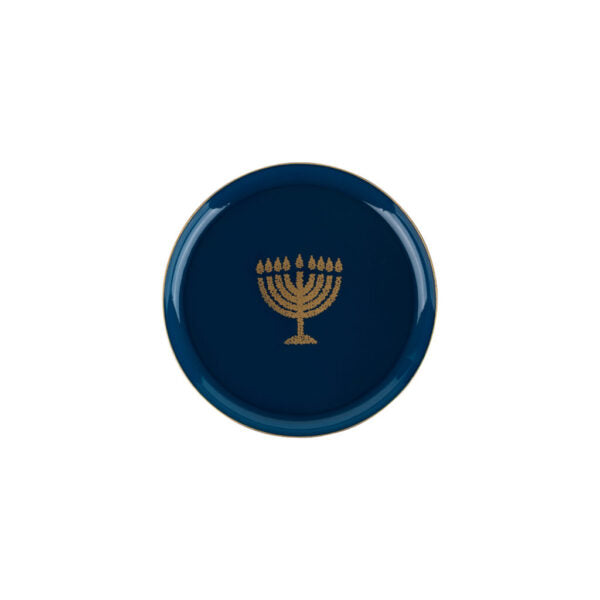 Blue and Gold Round Plastic Plates 10 Pack - Chanukah