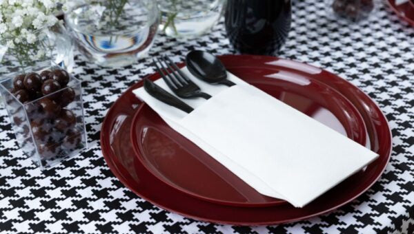 Cranberry Red Round Plastic Plates 10 Pack- Edge