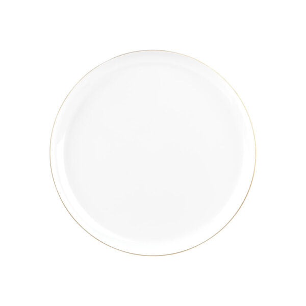 White and Gold Round Plastic Plates - Edge