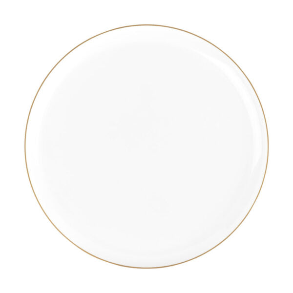 White and Gold Round Plastic Plates - Edge