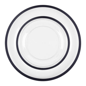 Clear and Black Rim Plastic Dinnerware Set