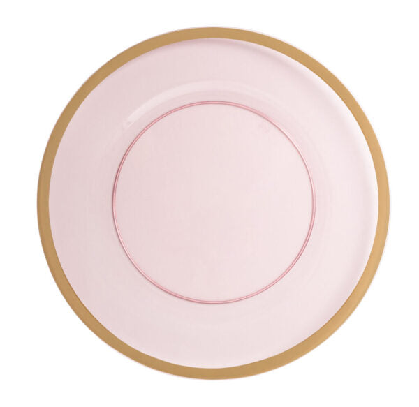 Pink and Gold Rim Chargers 13″ Round Plastic Charger Plate - 4 Pack