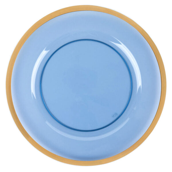 Blue and Gold Rim Chargers 13″ Round Plastic Charger Plate - 4 Pack