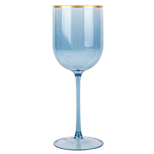 Blue Gold Rim Plastic Wine Goblets