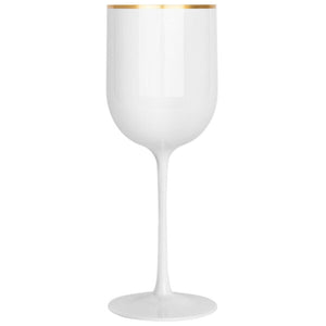 White Plastic Wine Goblets with Gold Rim