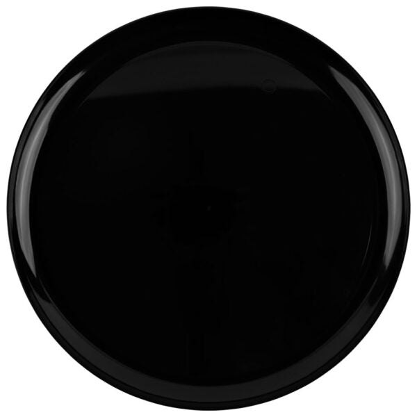 Black Round Plastic Plates 10 Pack- Edge