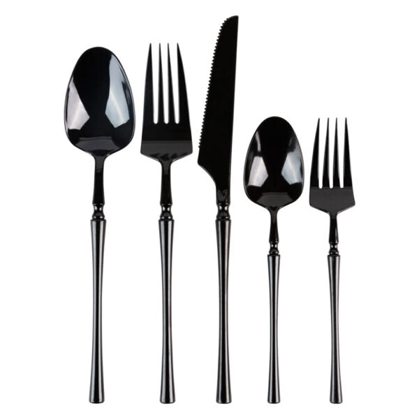 Infinity Collection Black Flatware Set 40 Pieces - Setting for 8