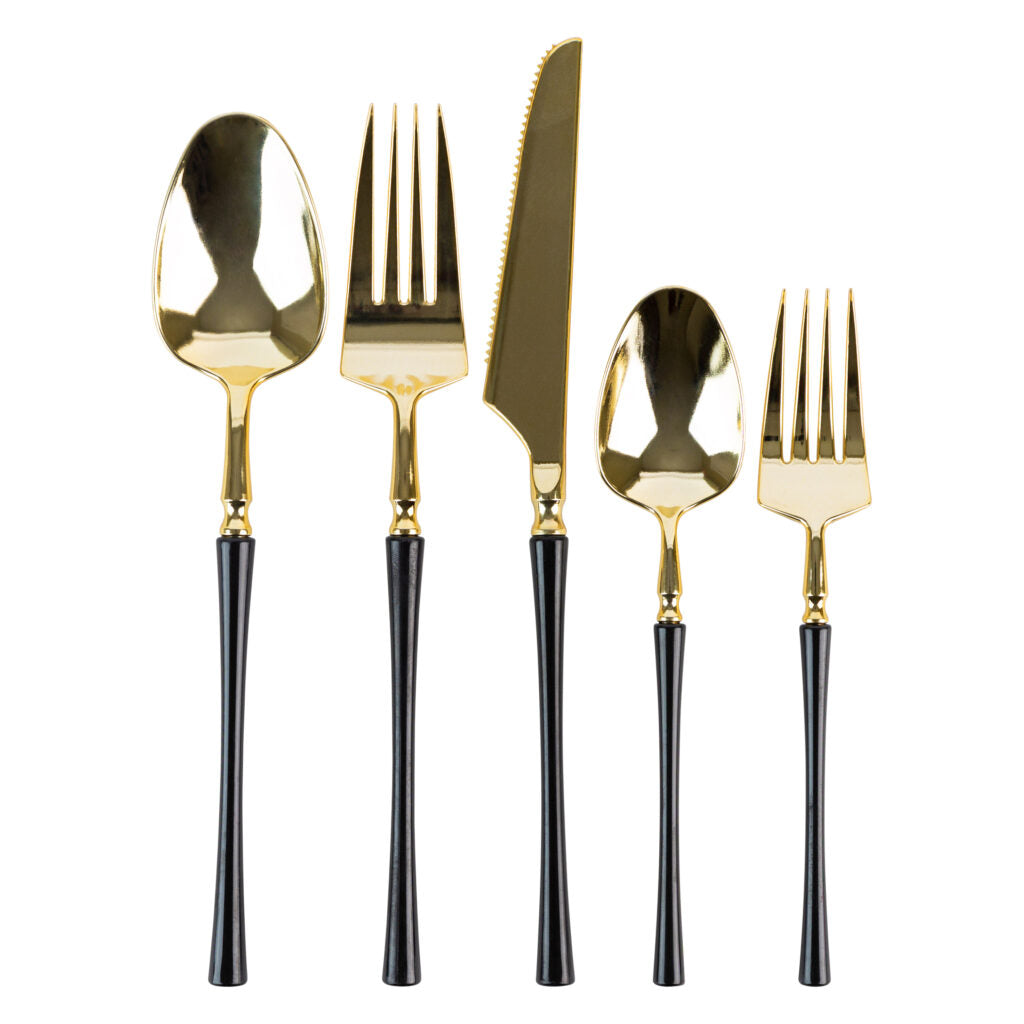 Set with Style Black & Gold Infinity Flatware Combo - Service for 8
