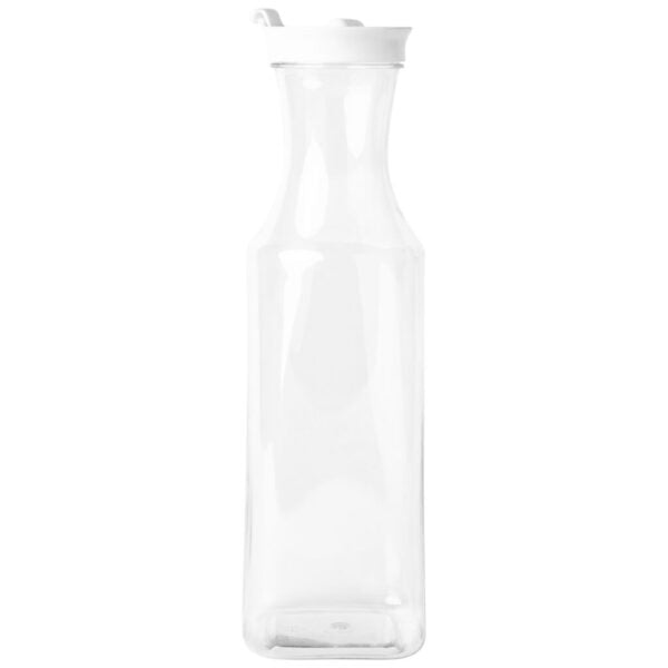 Clear Square Plastic Pitcher Bottle With White Lid 54oz - 1 Pack