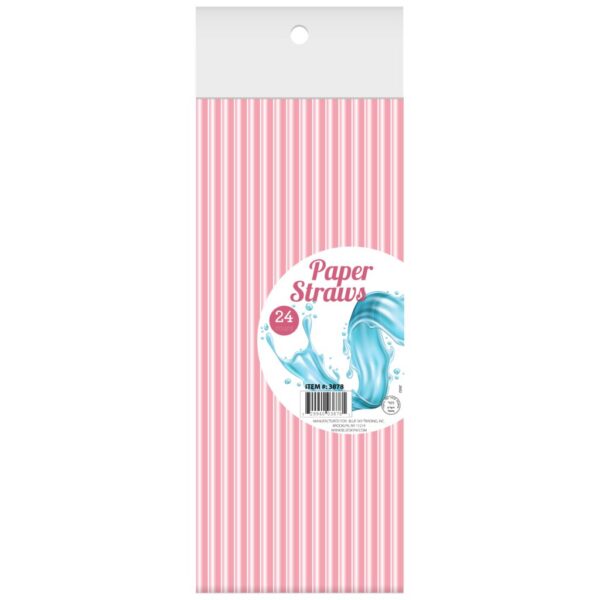 Pink Paper Straws 24 Pack