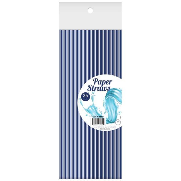 Blue Paper Straws 24 Pack