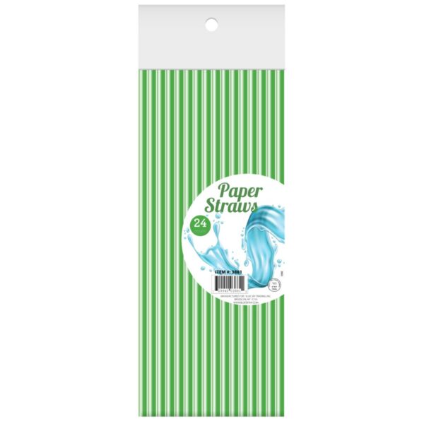 Green Paper Straws 24 Pack