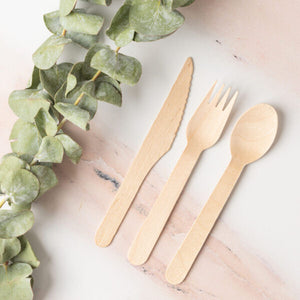 Palm Leaf Disposable Eco Friendly Wooden Cutlery Combo