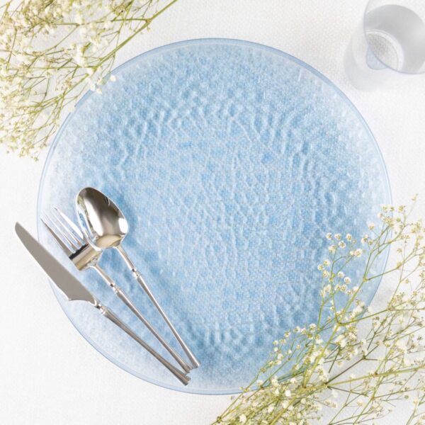 Blue Hammered 13″ Round Plastic Charger Plate - 4 Pack