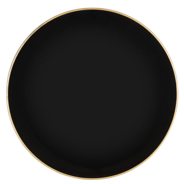 Black and Gold Rim 13″ Round Plastic Charger Plate - 4 Pack