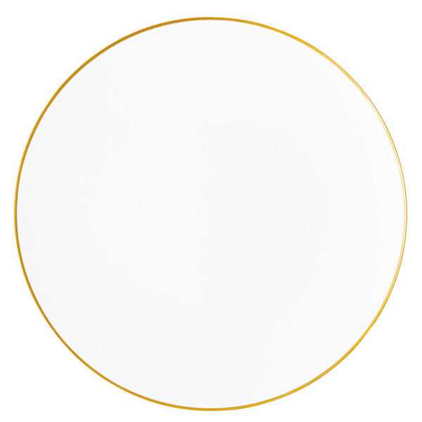 White and Gold Rim Hammered 13″ Round Plastic Charger Plate - 4 Pack