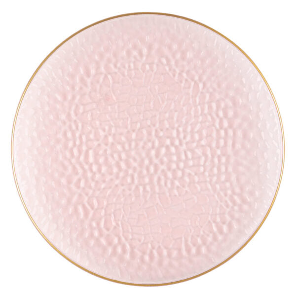 Pink and Gold Round Hammered Plastic Plates