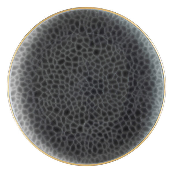 Black and Gold Rim Transparent Hammered 13″ Round Plastic Charger Plate - 4 Pack