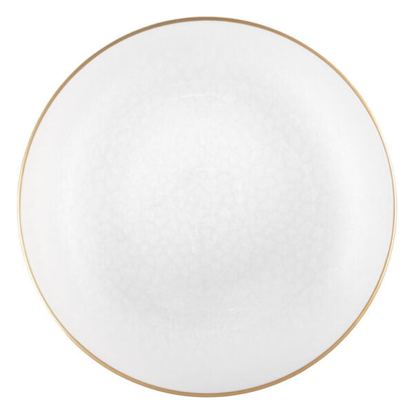 White and Gold Rim Transparent Hammered 13″ Round Plastic Charger Plate - 4 Pack