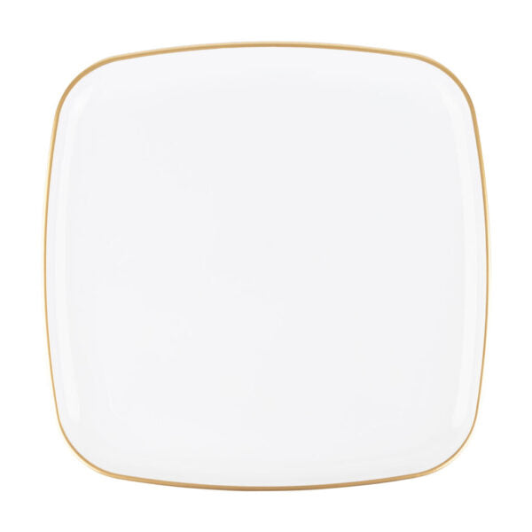 14 Inch White and Gold Square Organic Serving Dish - 1 Count