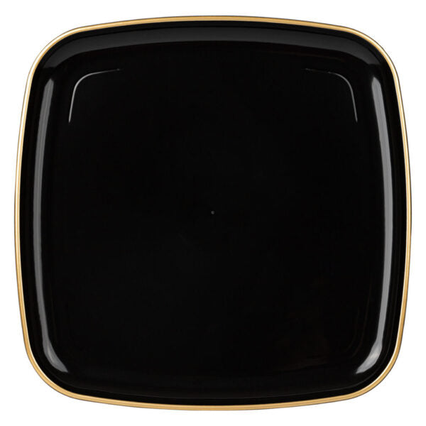 14 Inch Black and Gold Square Organic Serving Tray Dish - 1 Count