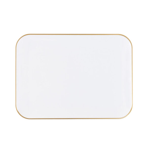 8" x 11" Organic White and Gold Rectangle Serving Dish - 2 Pack