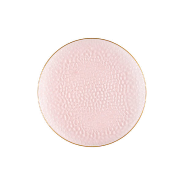 Pink and Gold Round Hammered Plastic Plates