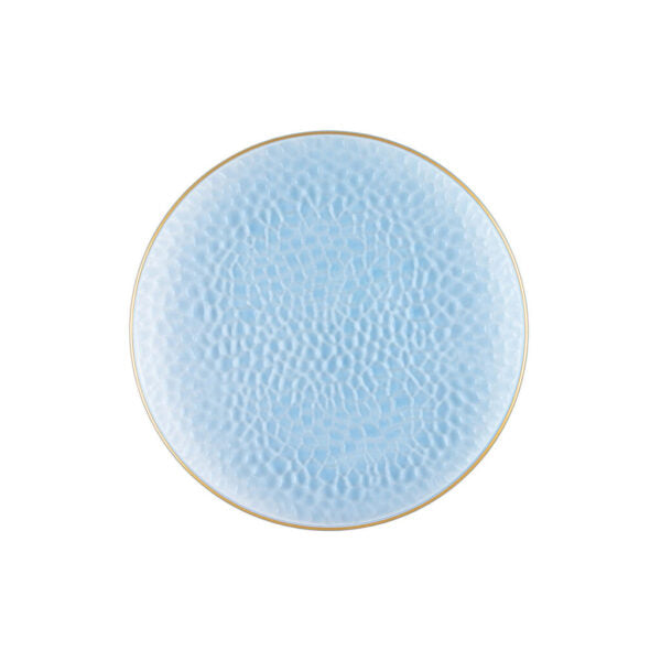 Blue and Gold Round Hammered Plastic Plates