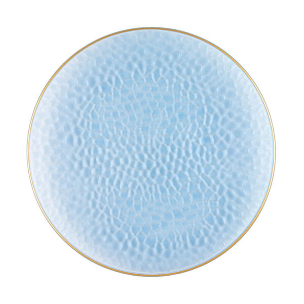 Blue and Gold Round Hammered Plastic Plates