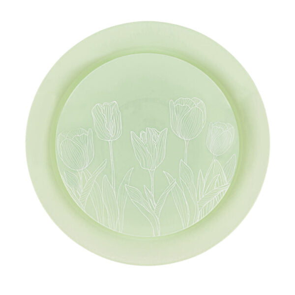 7.5" Mint Green and White Round Tulip Plastic Plates 10 Pack - Organic Tulip