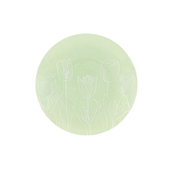 32 Piece Combo Mint Green/White Tulip Round Plastic Dinnerware Set (16 Servings) - Organic Tulip