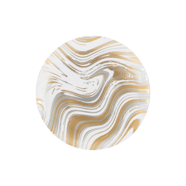 Gold and Silver Round Plastic Plates 10CT - Curve