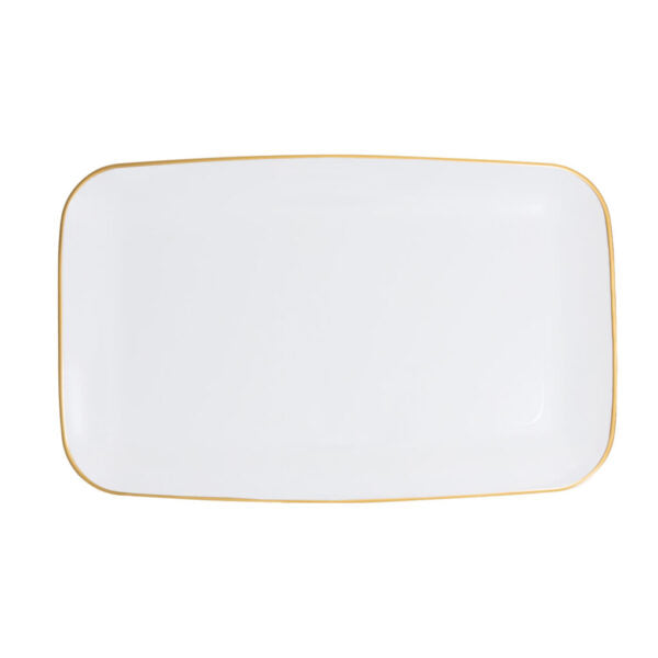 18" x 11" Organic White and Gold Rectangle Serving Dish - 2 Pack