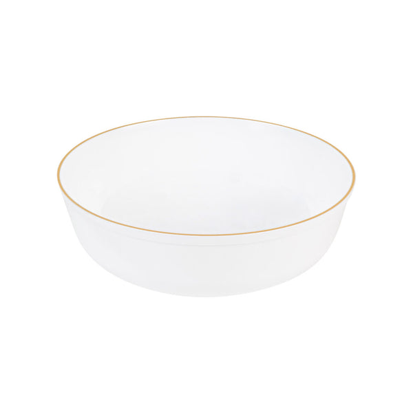 16 oz. White and Gold Round Soup Bowls (10 Count) - Edge