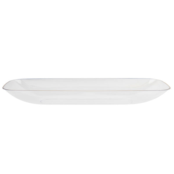 Clear and Gold Organic Rectangular Plastic Salad Bowl - 1 Count